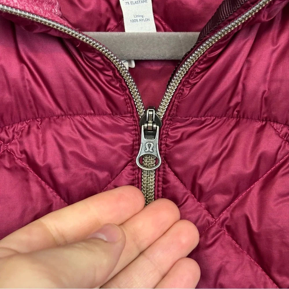 Lululemon Down For a Run Puffer Vest Raspberry Red Size 8 Berry Rumble - Picture 4 of 9